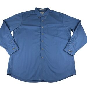 LL Bean Mens Blue Button Down Long Sleeve Wrinkle Resistant Shirt Size XL